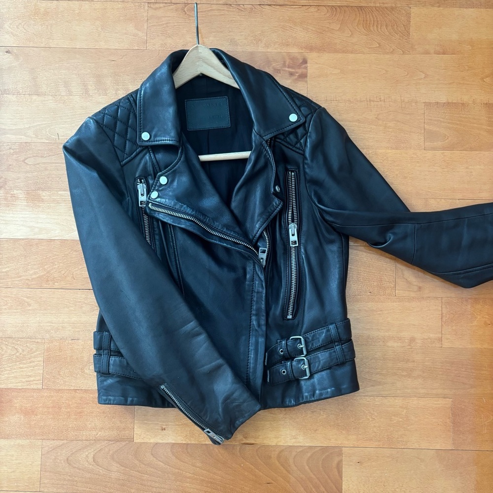 All Saints Black Leather Moto Jacket